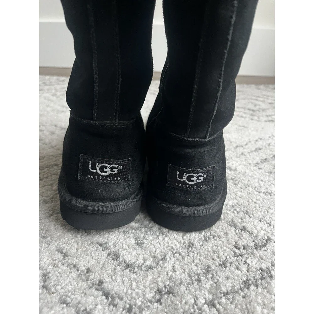 UGG Kids Ultimate Tall Boots Black Suede Shearling Zipper Size 2 Youth S/N 5983